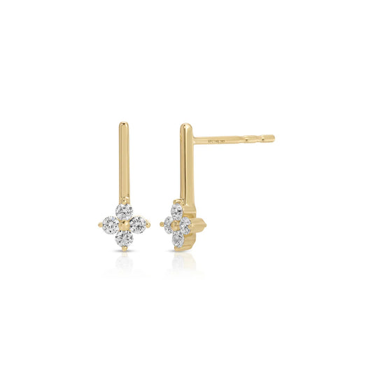 Diamond Bar Fleur Earrings (Pair)