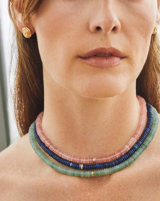 Pink Quartz Rondelle Bead Necklace