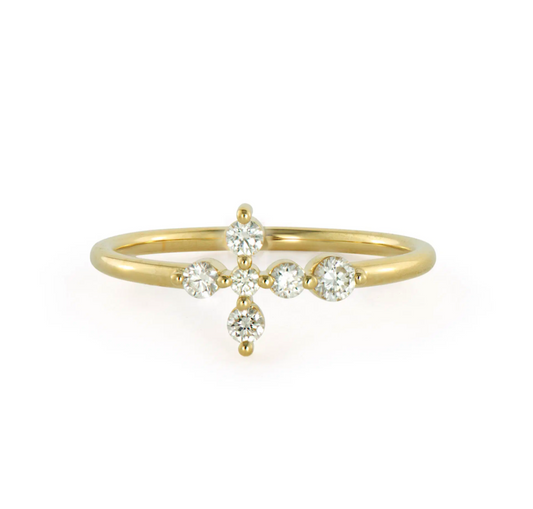 Small Sideways Diamond Cross Ring