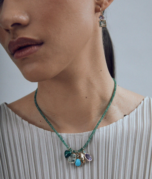 Tiny Beaded Emerald Necklace