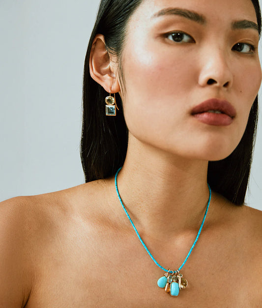 Tiny Turquoise & Gold Necklace