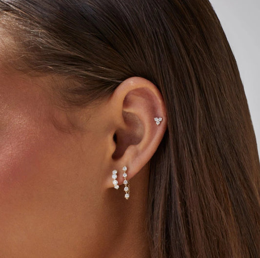 Multi Diamond Chain Stud Earring