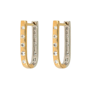 White & Yellow Gold Double Sided Curve Hoop Earrings