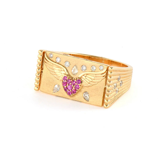 Guardian Angel Double Sided Cross Flip Ring