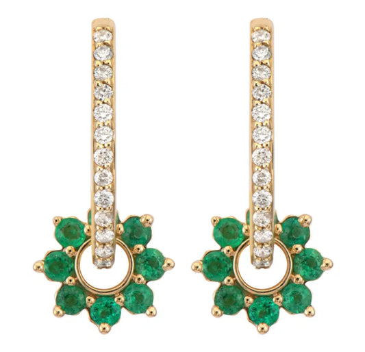 Tiny Emerald Flower Ear Charm