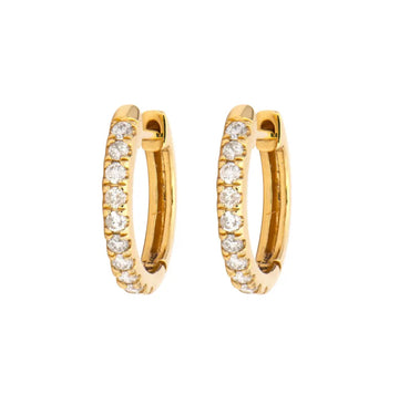 Classic Yellow Gold Diamond Huggie Hoop Earrings