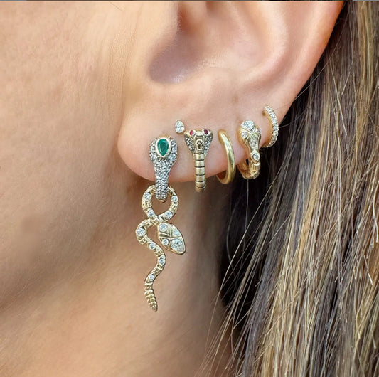 Diamond Emerald Snake Hoop Earring