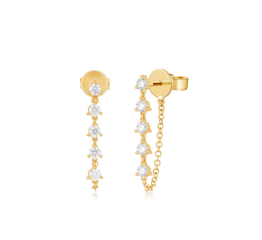 Multi Diamond Chain Stud Earring