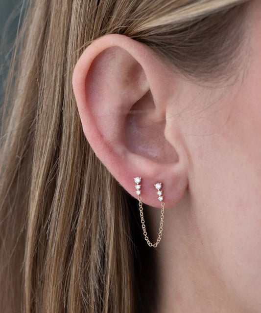 Graduated Diamond Double Stud Earring