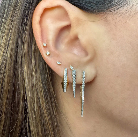 Small Diamond V Hoop Earring