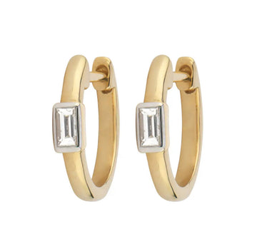 Small Baguette Huggie Hoop Earrings