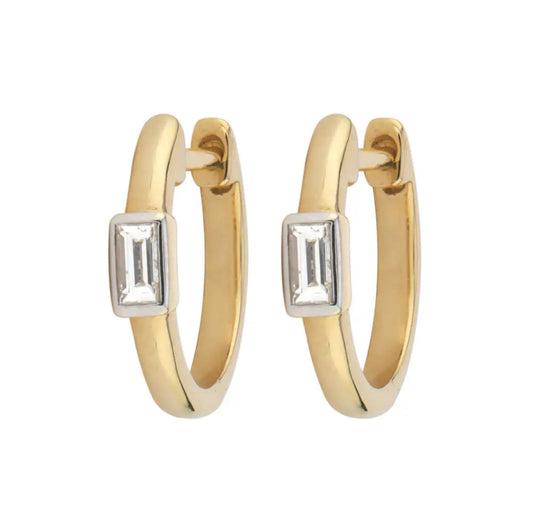 Small Baguette Huggie Hoop Earrings