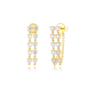 Double Multi Diamond Chain Stud Earring