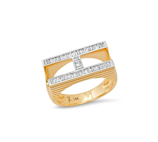 Grandsize Diamond Encrusted Initial Ring