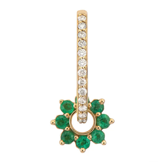 Tiny Emerald Flower Ear Charm