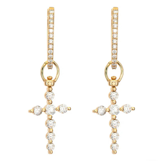 Prong Set Diamond Cross Top Switch Charm