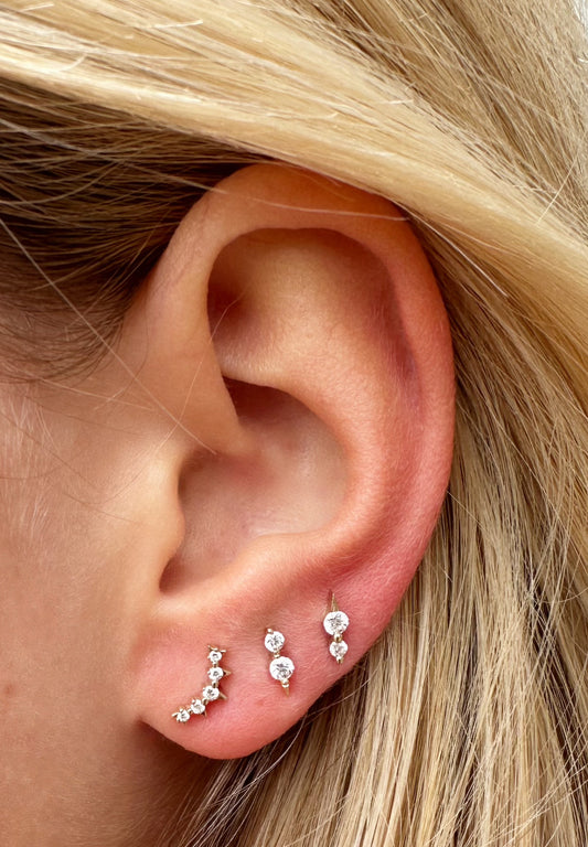 Spiky Double Diamond Graduated Stud- Single