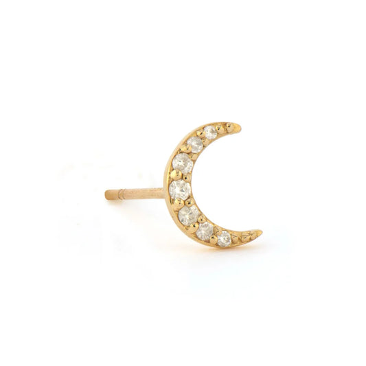 Pave Moon Stud Earring