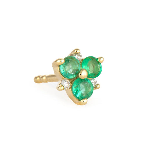 Emerald Pave Flower Stud Earring