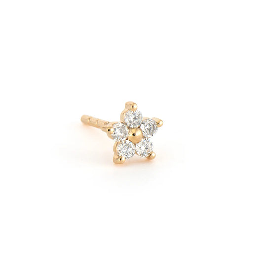 Diamond Prong Flower Stud Earring