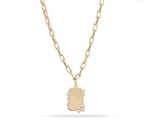 Diamond Dog Tag Hinged Pendant