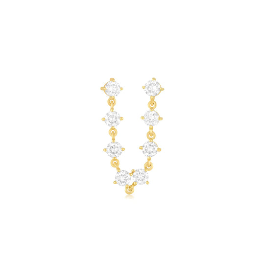 Prong Set Double Chain Stud Earring