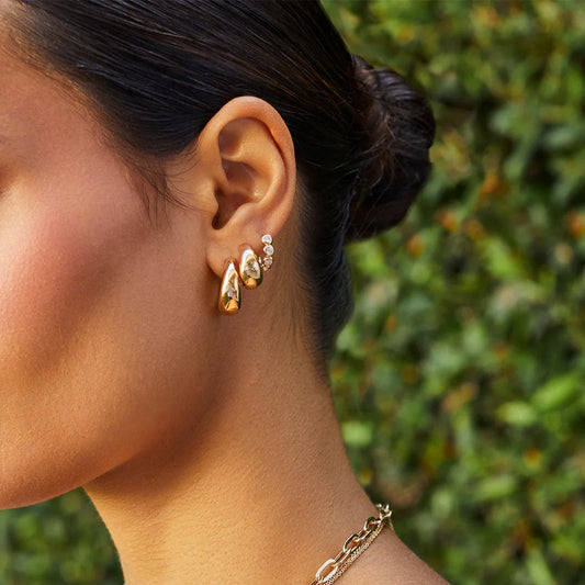 Diamond Pillow Huggie Earrings