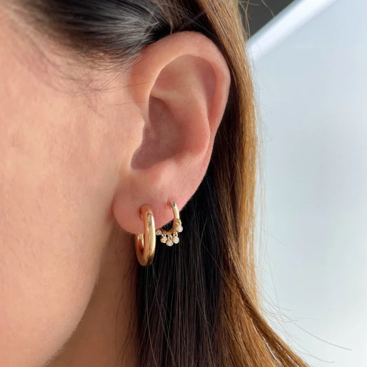 Diamond Bezel Shimmy Huggie Earring