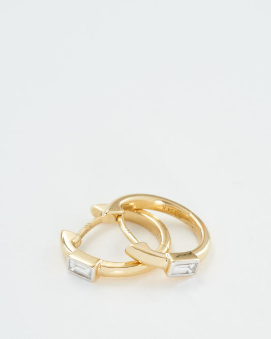 Small Baguette Huggie Hoop Earrings