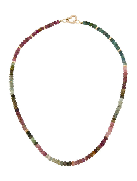 Tourmaline Diamond Heart Beaded Necklace
