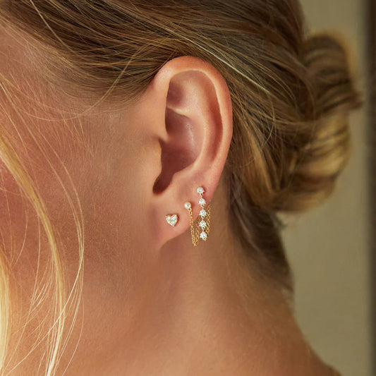 Full Cut Diamond Mini Heart Stud (Single)